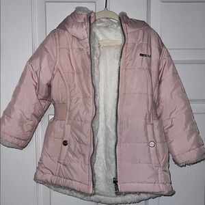 DKNY Light Pink Puffer Jacket with Hood